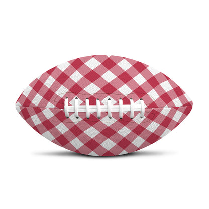Cardinal Red And White Gingham Print Rugby Ball