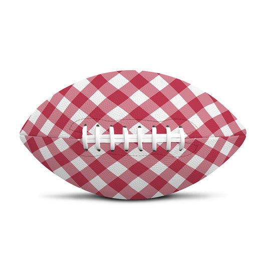 Cardinal Red And White Gingham Print Rugby Ball