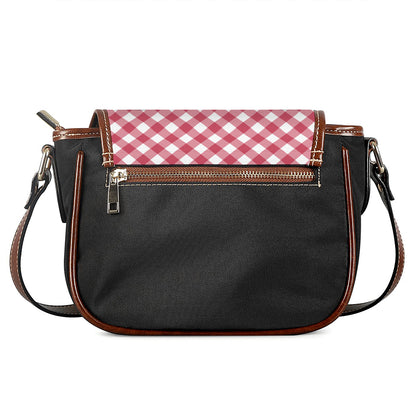 Cardinal Red And White Gingham Print Saddle Bag