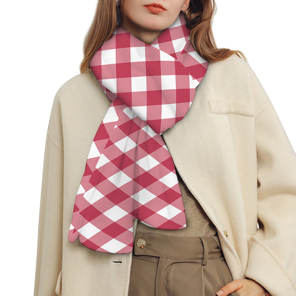 Cardinal Red And White Gingham Print Scarf