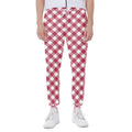 Cardinal Red And White Gingham Print Joggers