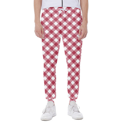 Cardinal Red And White Gingham Print Scuba Joggers
