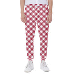 Cardinal Red And White Gingham Print Scuba Joggers