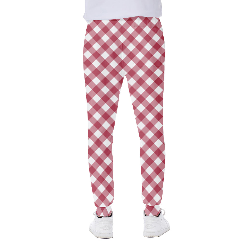 Cardinal Red And White Gingham Print Scuba Joggers
