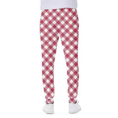 Cardinal Red And White Gingham Print Scuba Joggers