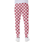 Cardinal Red And White Gingham Print Scuba Joggers