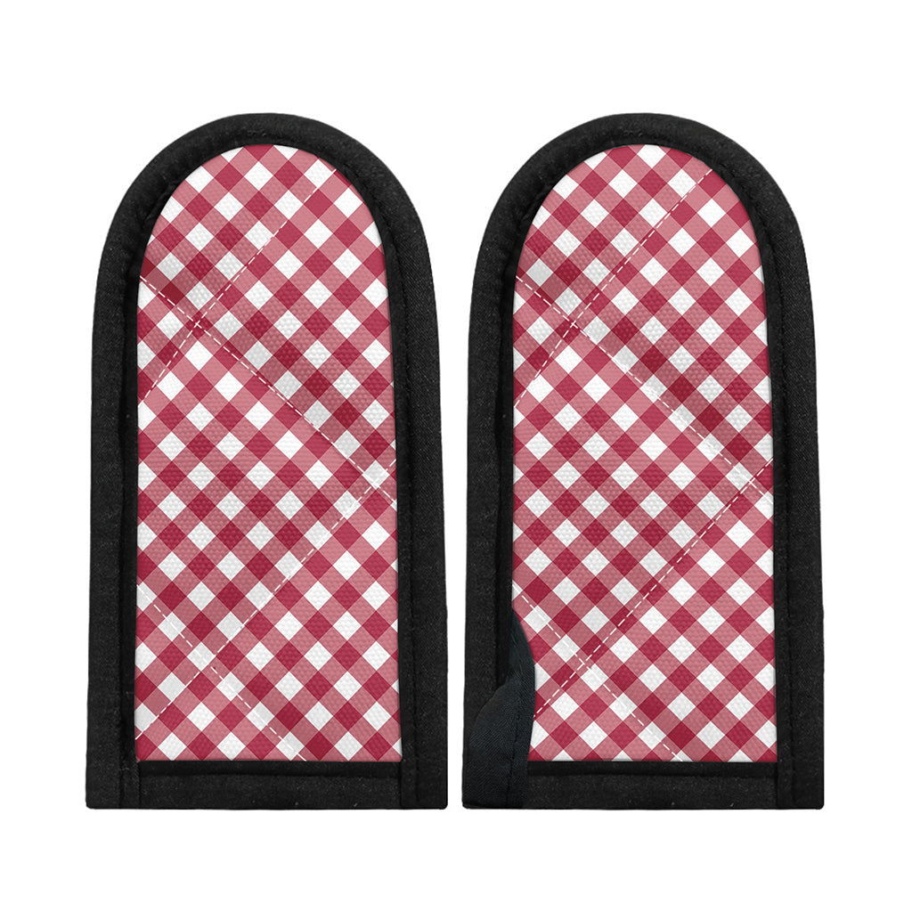 Cardinal Red And White Gingham Print Skillet Handle Cover