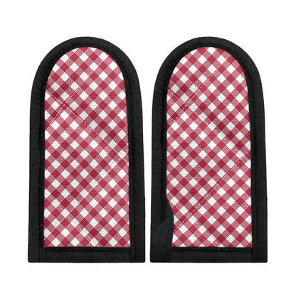Cardinal Red And White Gingham Print Skillet Handle Cover