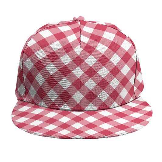 Cardinal Red And White Gingham Print Snapback Cap