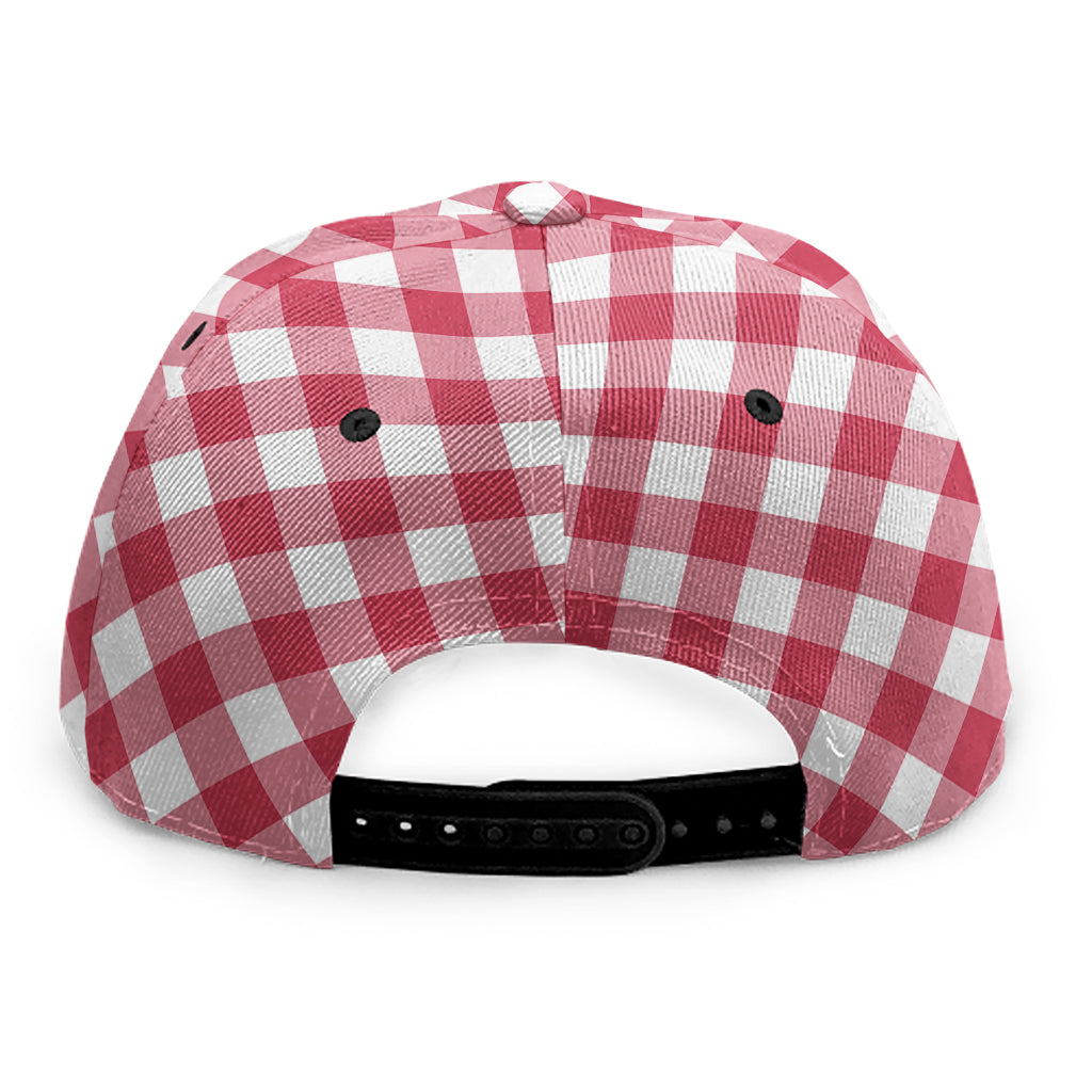 Cardinal Red And White Gingham Print Snapback Cap