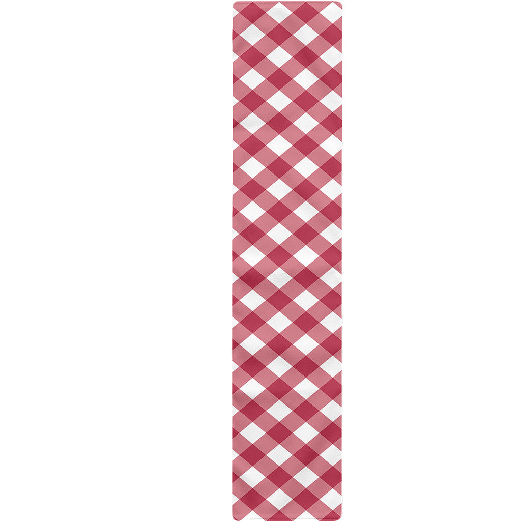 Cardinal Red And White Gingham Print Table Runner