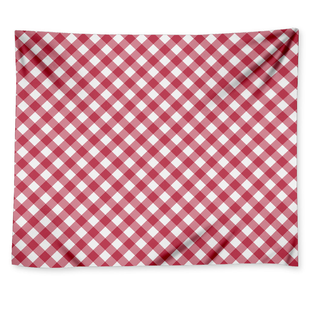 Cardinal Red And White Gingham Print Tapestry