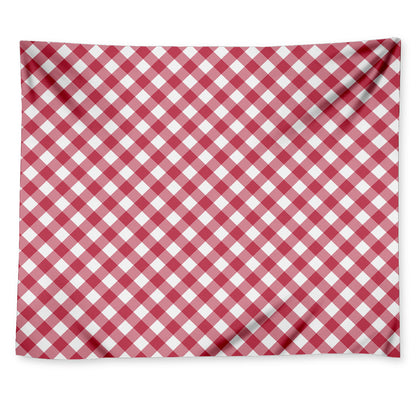 Cardinal Red And White Gingham Print Tapestry