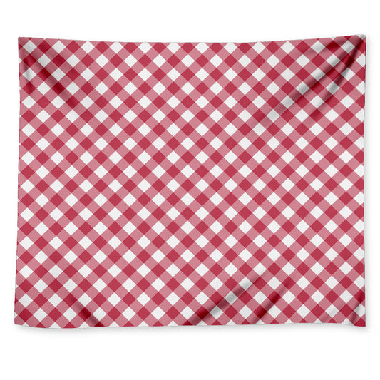 Cardinal Red And White Gingham Print Tapestry