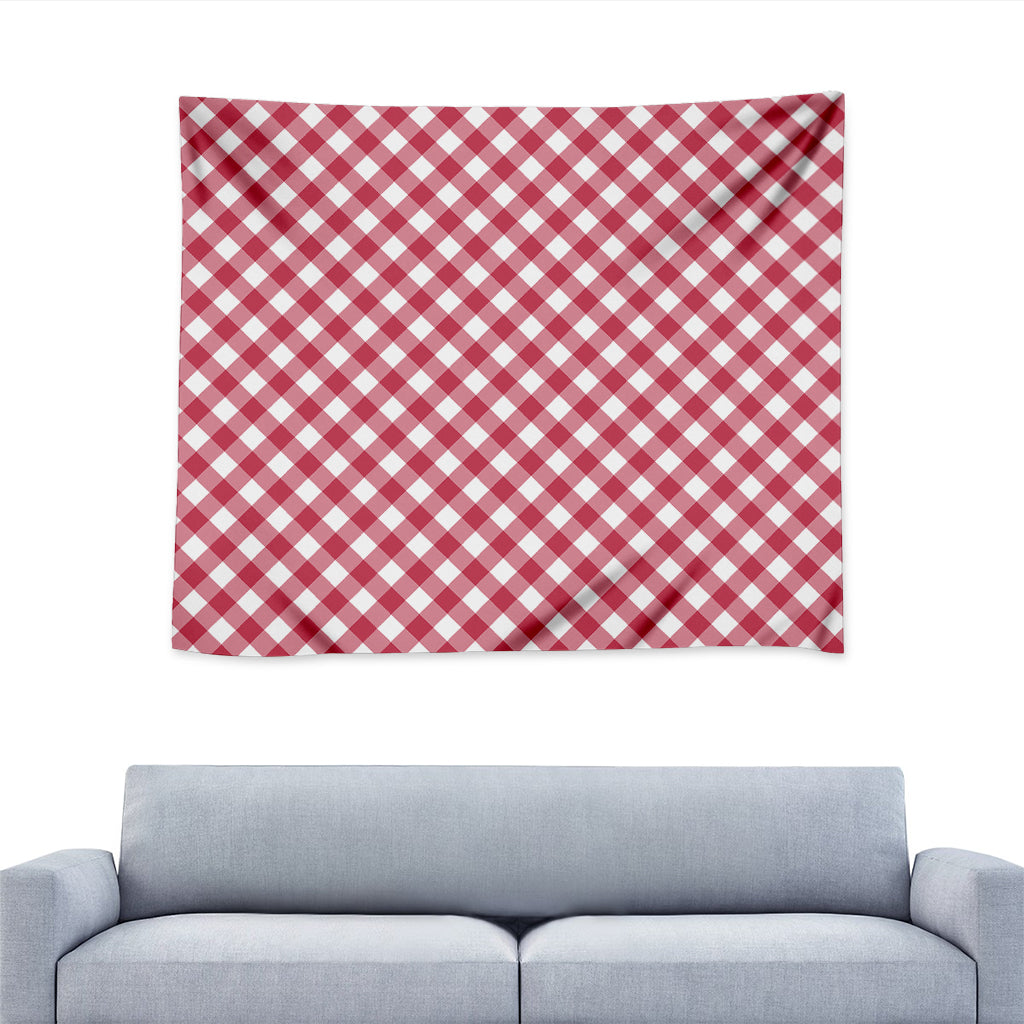 Cardinal Red And White Gingham Print Tapestry