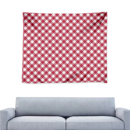 Cardinal Red And White Gingham Print Tapestry