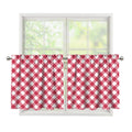 Cardinal Red And White Gingham Print Tier Curtains