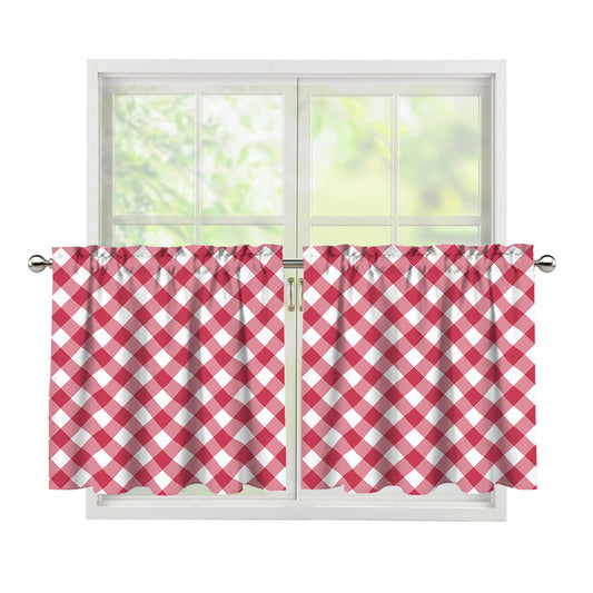 Cardinal Red And White Gingham Print Tier Curtains