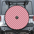 Cardinal Red And White Gingham Print Tire Cover With Camera Hole
