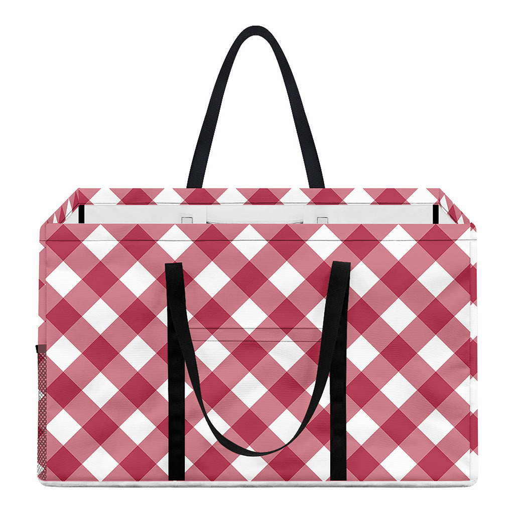 Cardinal Red And White Gingham Print Utility Tote Bag