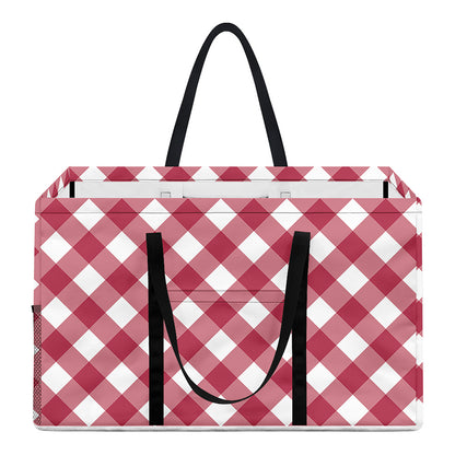 Cardinal Red And White Gingham Print Utility Tote Bag