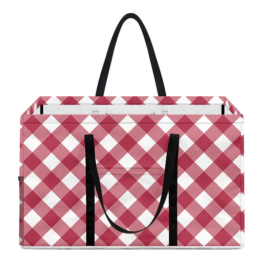Cardinal Red And White Gingham Print Utility Tote Bag