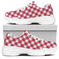Cardinal Red And White Gingham Print White Chunky Shoes