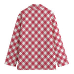 Cardinal Red And White Gingham Print Women's Blazer