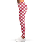 Cardinal Red And White Gingham Print Women's Leggings
