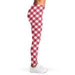 Cardinal Red And White Gingham Print Women's Leggings