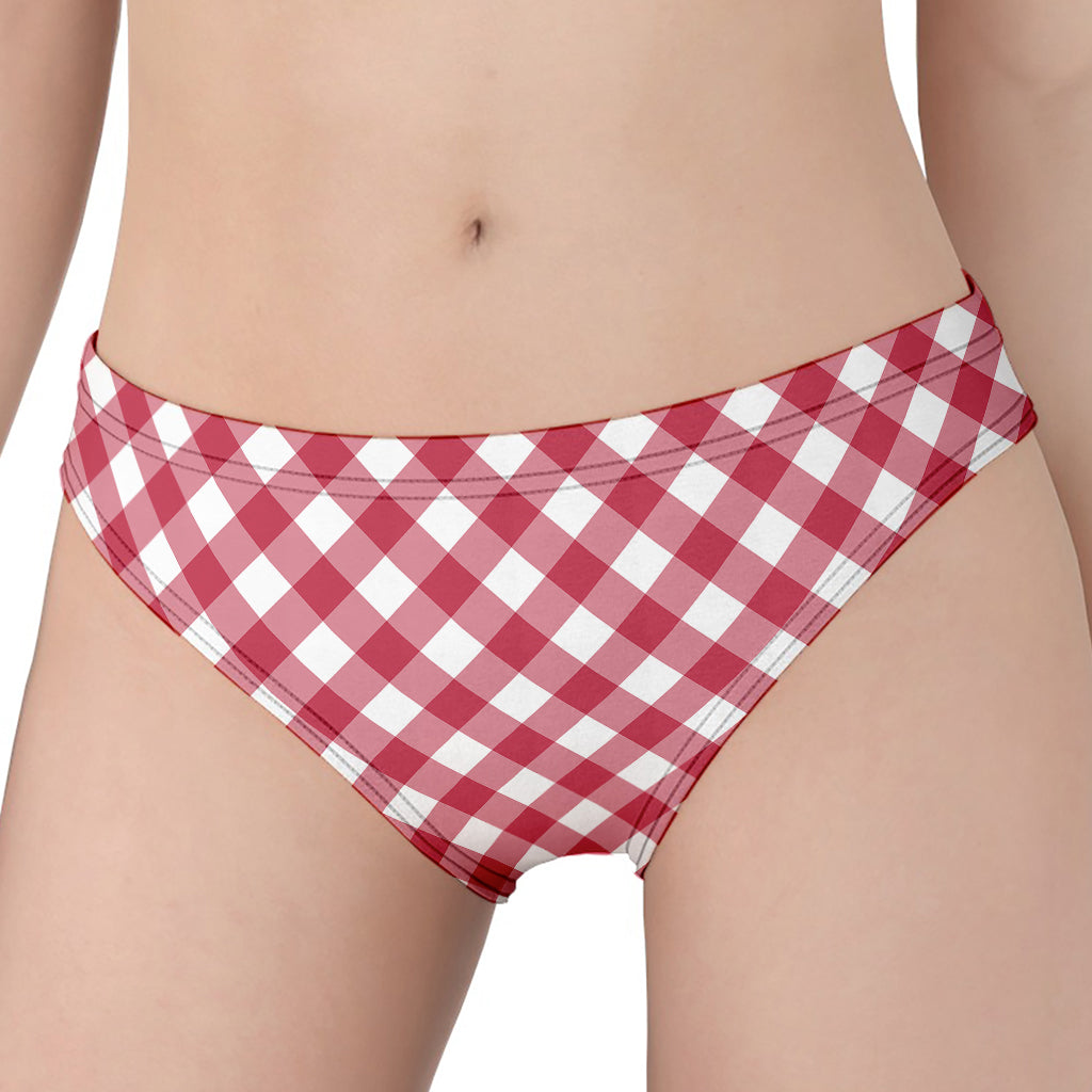 Cardinal Red And White Gingham Print Women's Panties