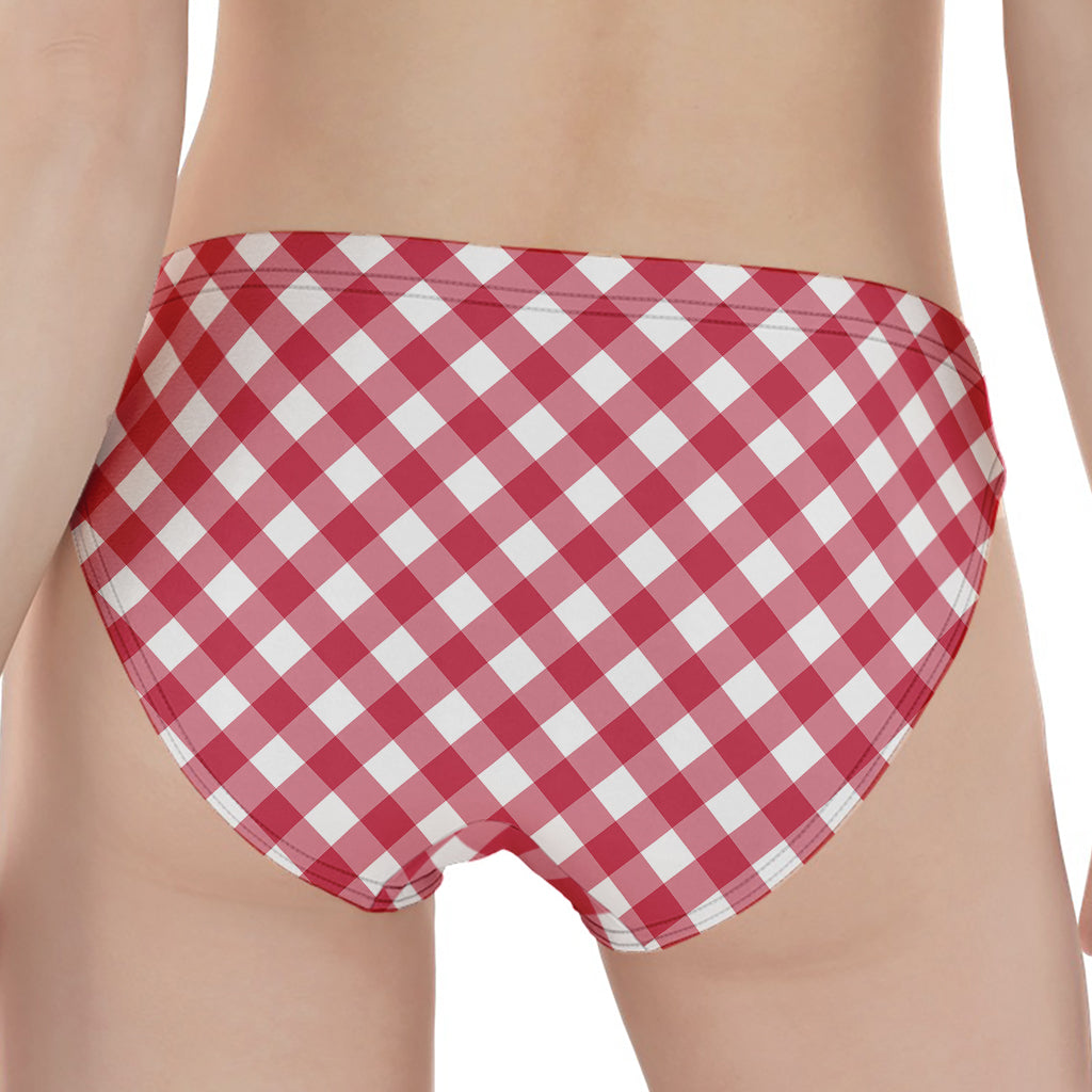 Cardinal Red And White Gingham Print Women's Panties