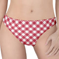 Cardinal Red And White Gingham Print Women's Thong