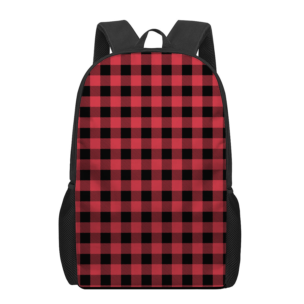 Cardinal Red Buffalo Check Pattern Print 17 Inch Backpack
