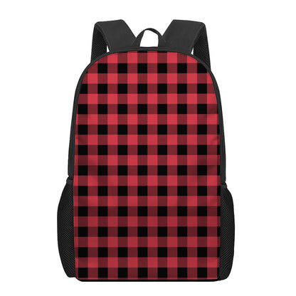 Cardinal Red Buffalo Check Pattern Print 17 Inch Backpack