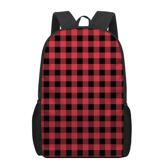 Cardinal Red Buffalo Check Pattern Print 17 Inch Backpack