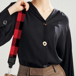 Cardinal Red Buffalo Check Pattern Print Bag Strap