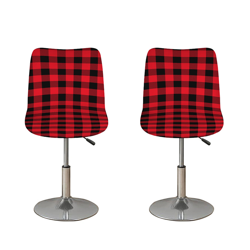 Cardinal Red Buffalo Check Pattern Print Bar Stool Covers