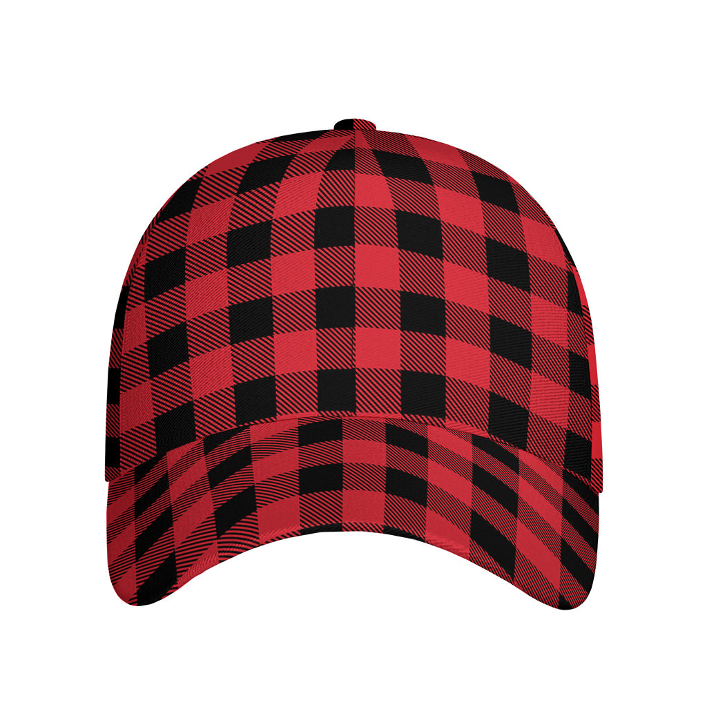 Cardinal Red Buffalo Check Pattern Print Baseball Cap