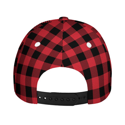 Cardinal Red Buffalo Check Pattern Print Baseball Cap