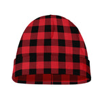 Cardinal Red Buffalo Check Pattern Print Beanie