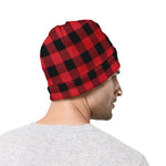 Cardinal Red Buffalo Check Pattern Print Beanie