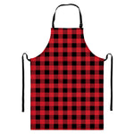 Cardinal Red Buffalo Check Pattern Print Bib Apron With Pocket