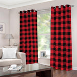 Cardinal Red Buffalo Check Pattern Print Blackout Grommet Curtains