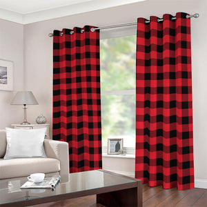 Cardinal Red Buffalo Check Pattern Print Blackout Grommet Curtains