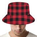 Cardinal Red Buffalo Check Pattern Print Bucket Hat