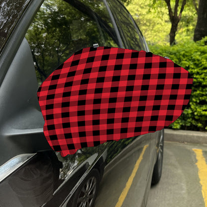 Cardinal Red Buffalo Check Pattern Print Car Side Mirror Covers