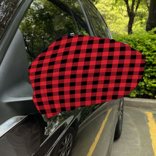 Cardinal Red Buffalo Check Pattern Print Car Side Mirror Covers