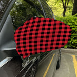 Cardinal Red Buffalo Check Pattern Print Car Side Mirror Covers