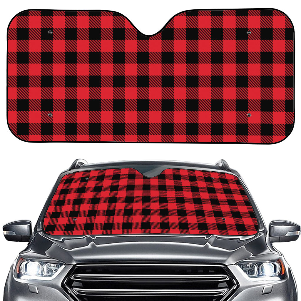 Cardinal Red Buffalo Check Pattern Print Car Windshield Sun Shade